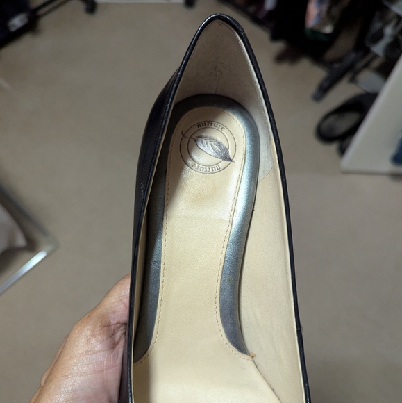 Studded Bow Black Leather Heels - Picture 13 of 16